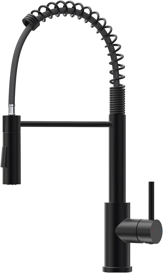CECIPA Pull-out Kitchen Tap, Extendable Kitchen Faucet with Two Water Outlet Modes, High Arc Mixer Kitchen Tap, 360° Swivel Mixer Tap, Black