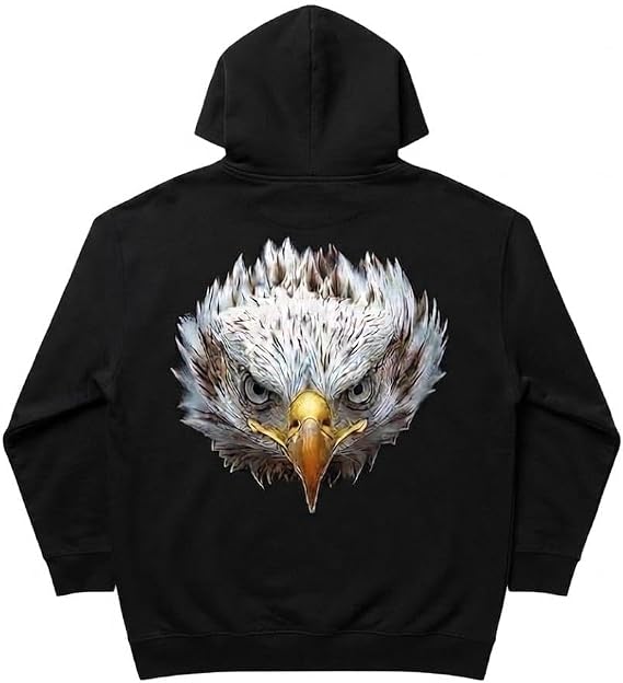 Kartal Figürlü Baskı Detaylı Kapşonlu Hoodie/Sweatshirt
