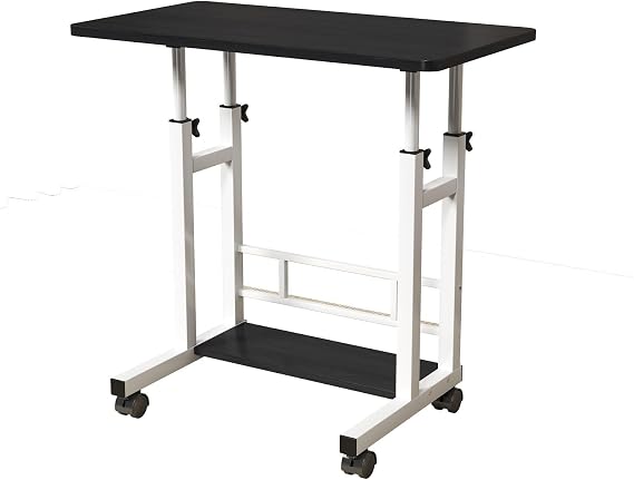 Height Adjustable Standing Desk with Lockable Wheels,Storage Plat