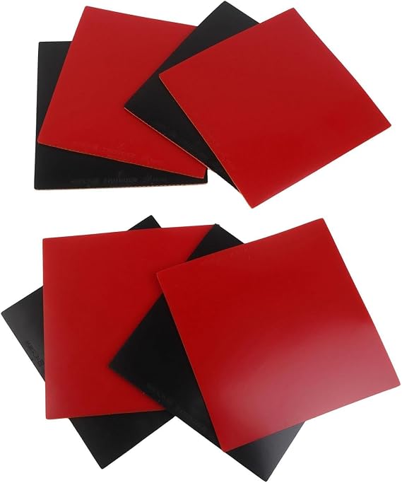 Table Tennis Rubber 8-Pack Hard Sponge 39 Hardness Reverse Type for Fast Attack Ping-Pong Paddle Replacement Red and Black