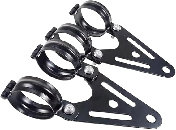 Headlight Bracket for Motorcycles Featuring Retro Aesthetics and Support for 32mm Through 60mm Round Lighting (Black 42 51mm)