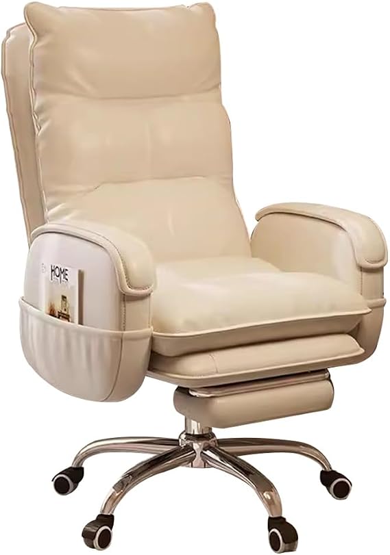 Computer Desk Chair, Executive Office Chair with Double Layer Backrest, Comfortable Armchair for Gaming and Office Use, Lift Mechanism and Side Organizer Pocket