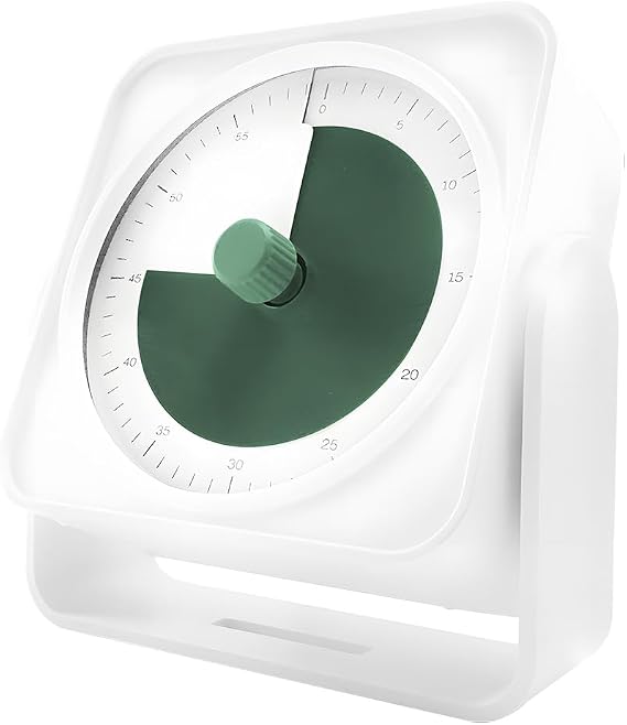 QUMOX F9 Visual Timer, 60-Minute Analog Countdown with Colour Disc, Green