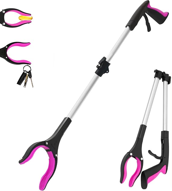 26" Litter Pickers Grabber Stick, Helping Hand Grabber for Adults, Disabled, and Elderly, Heavy Duty Pick Up Stick (26" Purple)