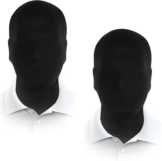 JEGERMIG 2 Pieces Full Face Mask, BW 2nd Skin Masks,Halloween Spandex Hood for Unisex Cloth