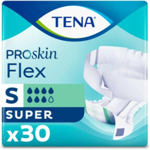 TENA ProSkin Flex Super | Size Small | 7 Drops High Absorbency | Incontinence Slips | All in One Slips | 3 Pack of 30…