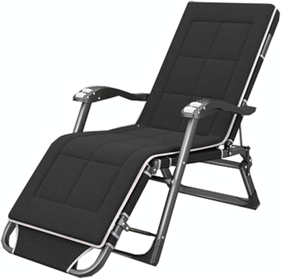 Oversized Padded Zero Gravity Chair Armrest XXL Folding Patio Lounge Recliner For Outdoor Deck Porch 300kg Weight Capacity (Color : Black)