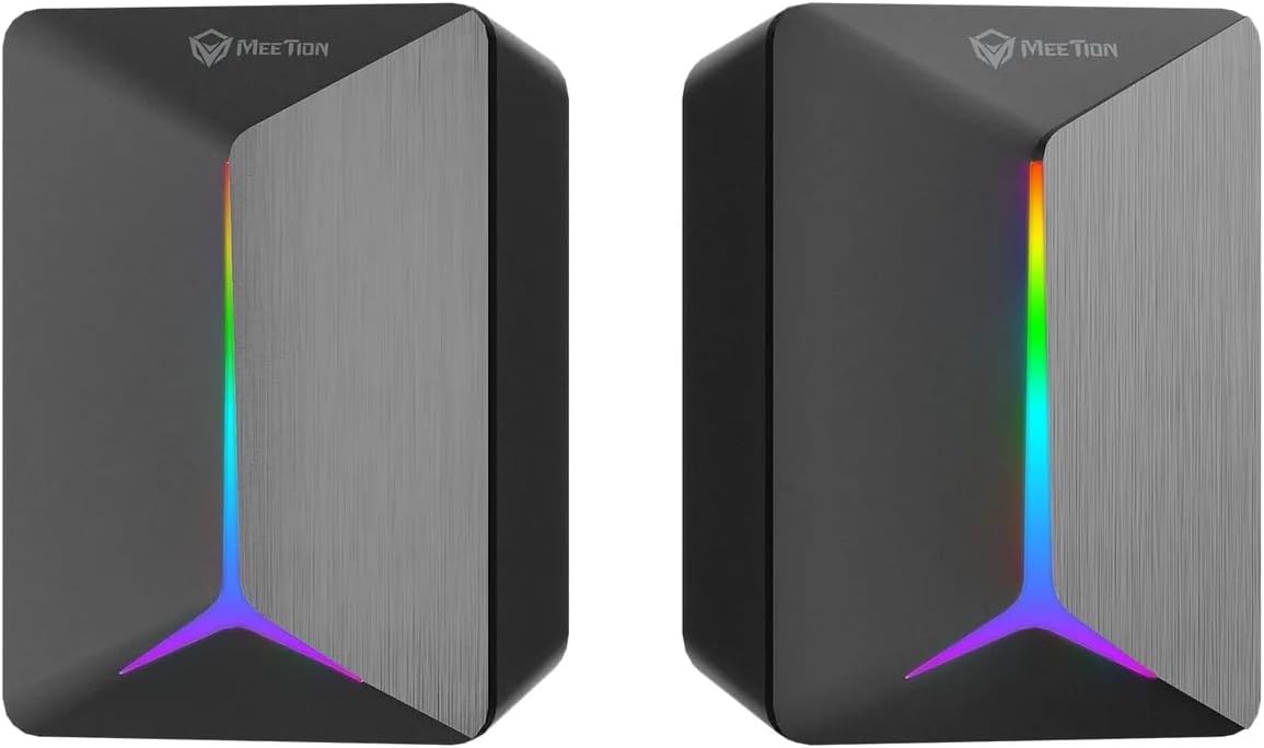 Meetion | SP2011 | Siyah | RGB Aydınlatmalı Hoparlör | 2.0 Ses Sistemi | 3.5mm + USB Bağlantı