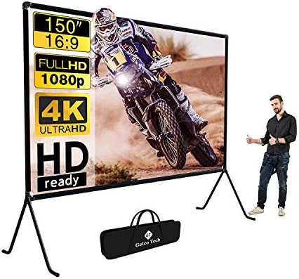3.80 Metre Canvas Projector Screen with Stand 16:9 HD Foldable Indoor/Outdoor Projector Screen for Home, Party, Office, Classroom