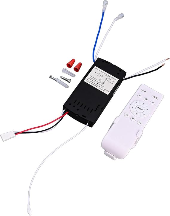 Ceiling Fan Remote Control Kit for Frequency Conversion, 90-265V Wide Voltage, 30m Range, 1-6 Controller, PC Material Receiver with Light Dimmer(English version)