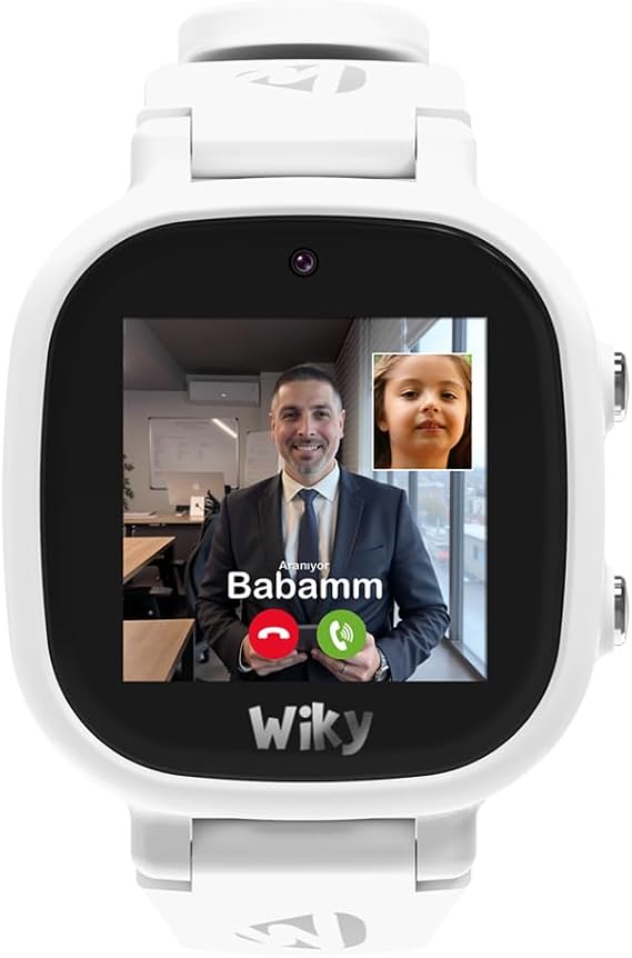 Wiky Watch 5E eSimli Akıllı Çocuk Saati Görüntülü ve Sesli Arama, GPS, SOS, Konum Takibi, Güvenli Liste, 112 Acil, Gorilla Glass Dokunmati Renkli Ekran (Tüm Operatörler eSIM) (Beyaz)