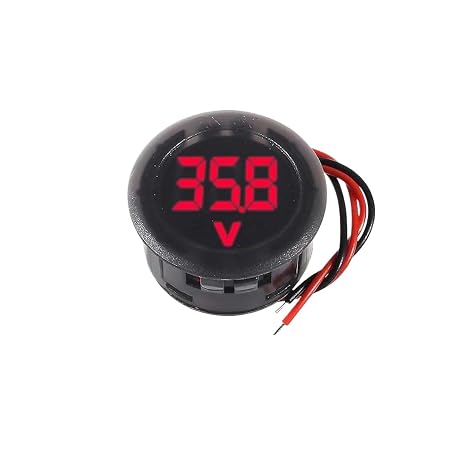 LED Digital Display Round Voltmeter 1pcs DC 4-100v Led Digital Display Round Two-Wire Car Voltage Gauge Current Meter Volt Panel(Red)