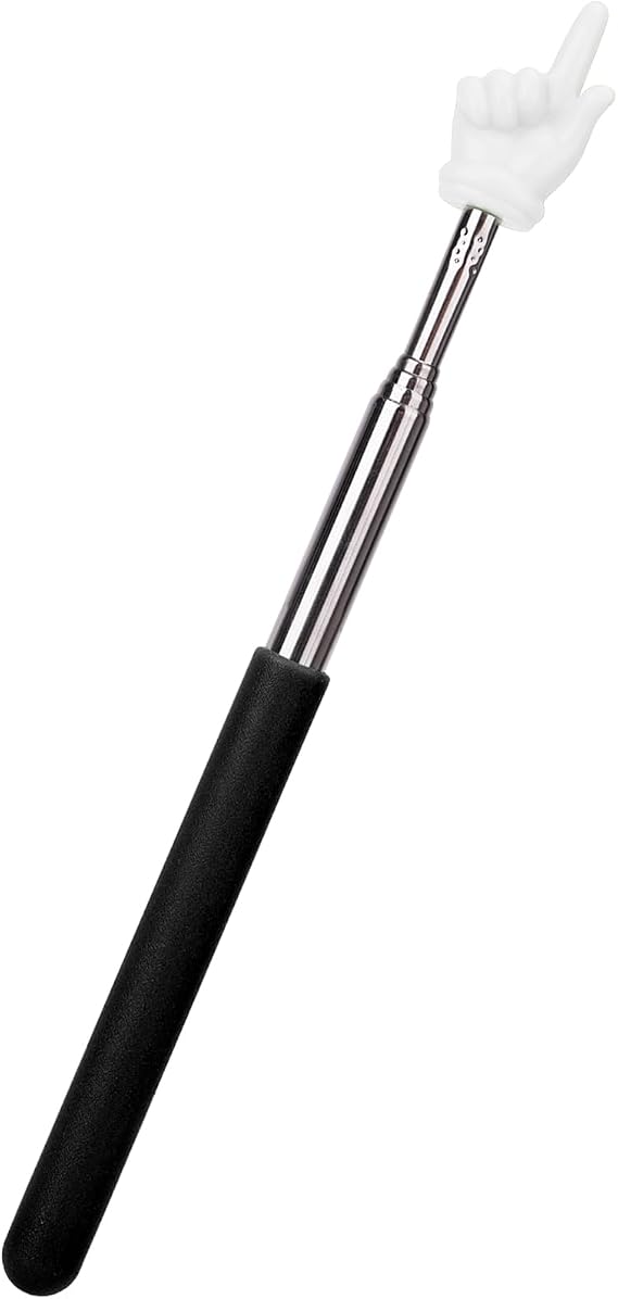 Extendable Finger Pointer Stick, School Collapsible Telescoping Long Hand Pointing Stick, Classroom Must Have Supplies Essentials, Black