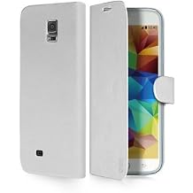 Cellular Line BACKBOOKGALS5BK suni deri Buchklapptasche Dahili batarya kapağı Samsung Galaxy S5 (Ultra Düz, ebatında, tam kullanımı için) Beyaz 8018080206832