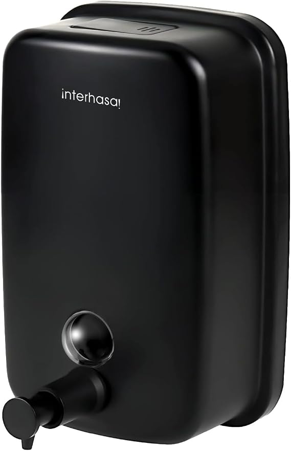 interhasa! Commerical Soap Dispenser Wall Mount Hand Soap Dispenser Stainless Steel Liquid Dispenser For Kitchen and Bathroom Black 500 ml