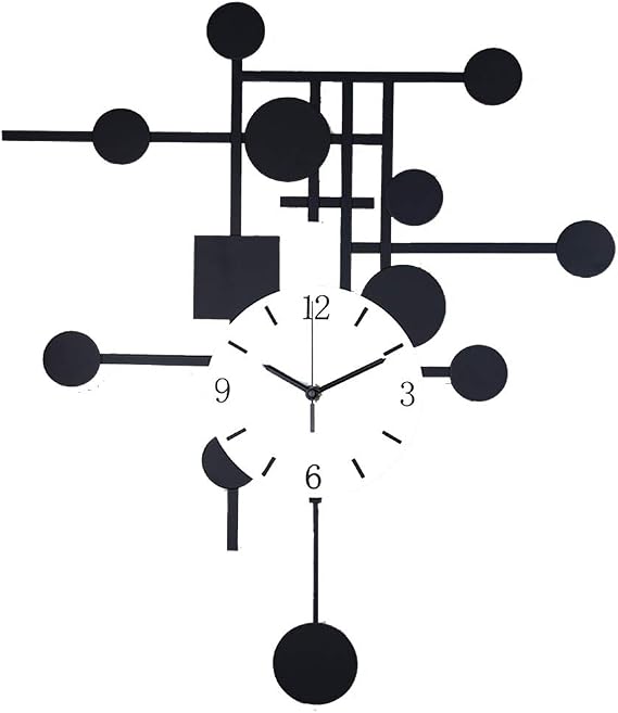 Modern Pendulum Clock Mute Creative Design Office Bedroom Living Room Kitchen Bathroom Home Decoration Clock,White,B