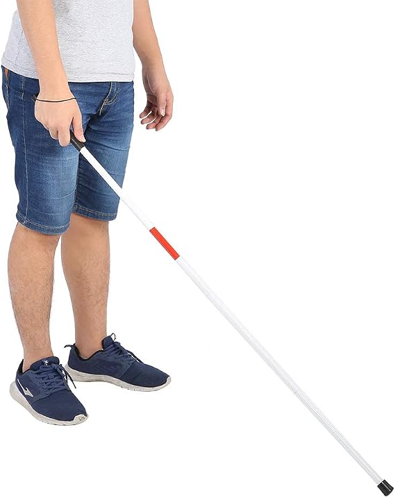 Folding Foldable Reflective Cane Crutch,Portable Lightweight Anti-Shock Balancing Mobility Aid Guide Walking Stick for Blind,Foldable Fold-up Reflective Cane Crutch, for Vision Impaired and Blind