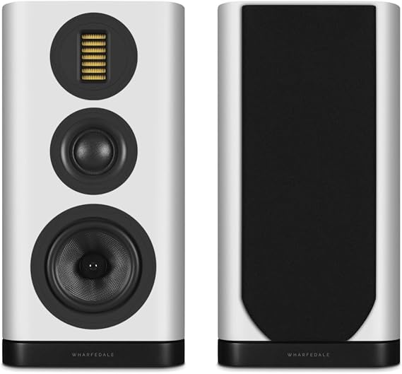 Wharfedale EVO 5.2 Standmount Speakers (Pair) – 6.5″ Kevlar Woofer, Soft Dome Midrange, AMT Tweeter, 3-Way Bass Reflex (White)
