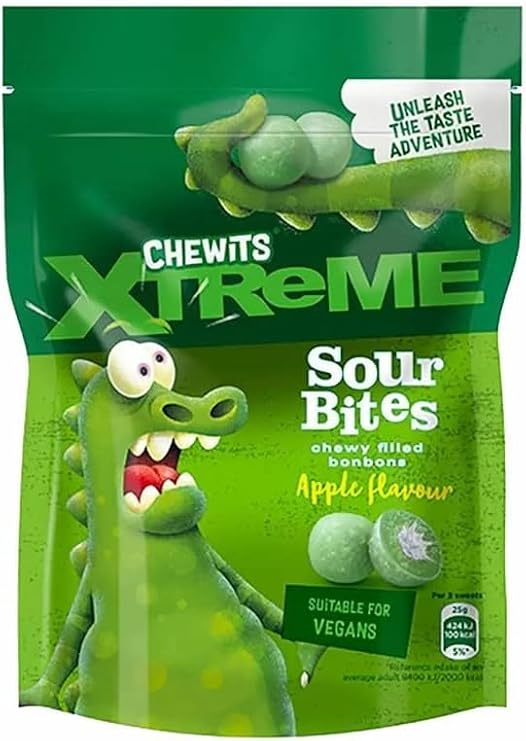 Chewits "Xt" Extra Sour Bites Apple and Lemon Flavour 165 g x 1, Multi Colour (Pack of 2)