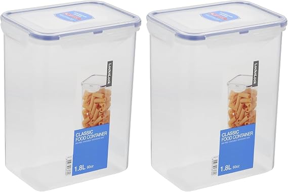 LocknLock Rectangular 1.8ltr (152 x 107 x 179mm), Clear/Blue (Pack of 2)