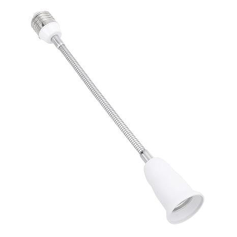 PATIKIL 11.8 Inch E26/E27 Light Socket Extender, 1 Pcs Flexible Bulb Socket Extension Adjustable Bulb Extender Adapter for Medium Screw Base Home Lamps, White