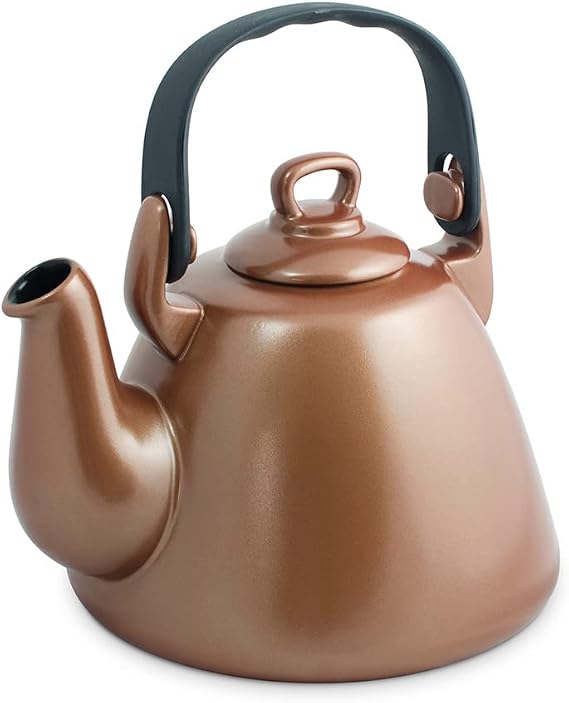 Ceramic Kettle Teapot "Tropeiro" in Retro Style, Volume 2300 ml, Copper Color for Gas Electric Hobs