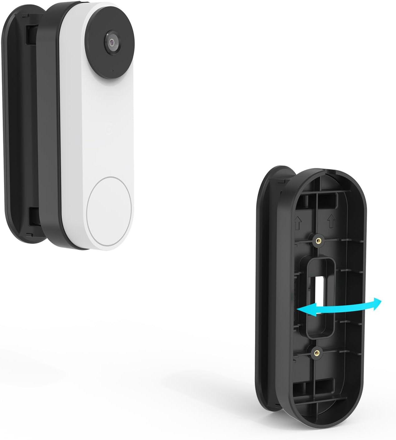 Adjustable Angle Wall Mount for Google Nest Doorbell (Wired, 3rd Gen), 45 Degree Left/Right Adjustment (Black