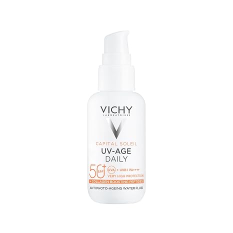 Vichy UV-Age Photoprotective Liquid for Daily Use, Fights Aging, Prevents Wrinkles and Stains, Photoprotection SPF50+ Against UVB and UVA Rays, Capital Soleil
