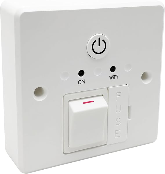 Smart WiFi Fused Spur Timer Switch for Immersion Heaters, Electric Towel Rails, Storage Heaters & Lighting - 13A Timer Switch with Power Monitoring | Alexa & Google Voice Control | No Hub Required