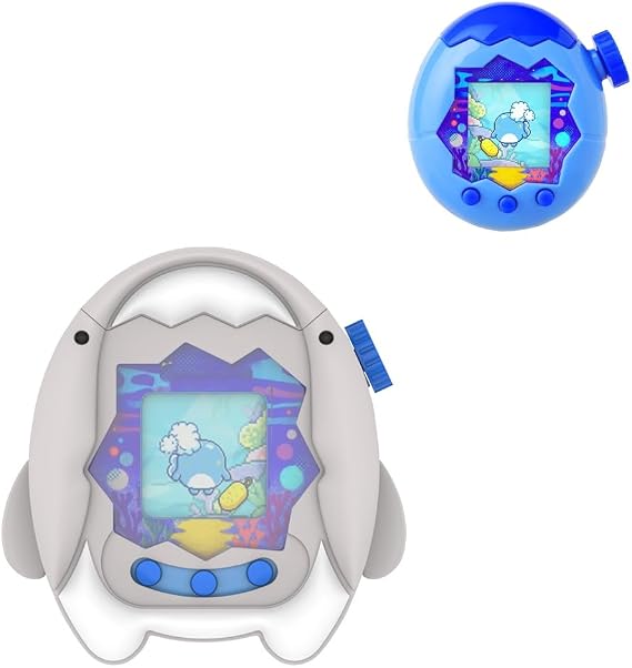 Soft Silicone Protective Case for Tamagotchi Paradise, Shockproof Dustproof Anti Scratch Cover for Virtual Electronic Pet Game Machine with Shark Outfit