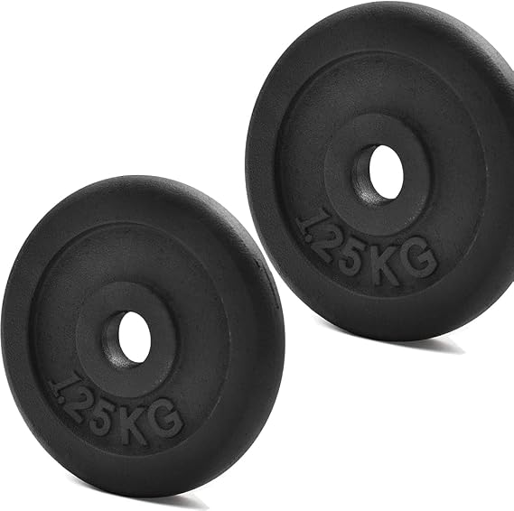 KK Cast iron Weight Plate Set For 1 Inch Barbell Bar Cast iron Weight Disc Pair-2 x 2.5kg, 5kg or 10kg Barbell Weight Plates-Dumbbell Plates for Home