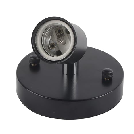 ZJchao E27 Light Socket Ceiling Light Wall Mounted Lamp 180 Degree Vintage Adjustable Bulb Holder Socket for Dining Room Corridor Passage (Black)