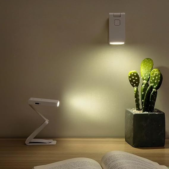 LED Mini Şarj Edilebilir Taşınabilir Okuma Işığı, Katlanabilir Masaüstü Çalışma ve Çalışma Işığı, Kitap Başı Sıcak Lamba, 3 Renk Sıcaklığı Kademesiz Karartma Küçük Kitap Aksesuarları.