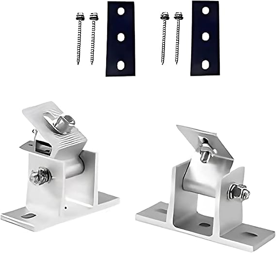 Adjustable solar panel mounting bracket, 15-30 degree adjustable tilt (2pcs bracket+2pcs rubber pad+4pcs wood screw hexagon)