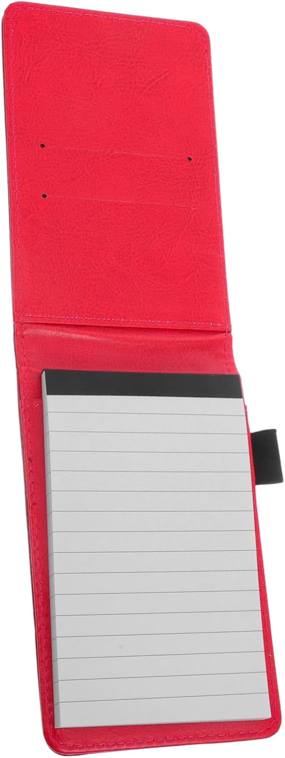PACKOVE Memo Book Notepad Holder Pocket Notebook with 50 Sheet Pads, Pu Cover and Paper Refills, Easy to Carry for Work and Meetings, Office Supplies