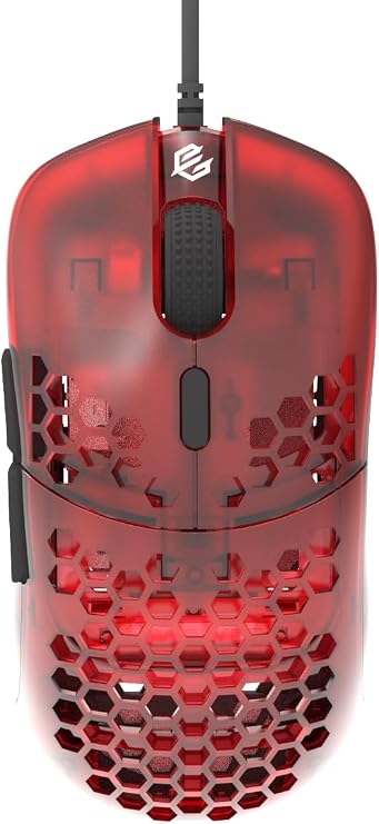 G-Wolves Hati HTM 56g Honeycomb Mouse PixArt 3389 16000DPI, 6 Programmable Buttons, Low Latency, for eSports Ruby