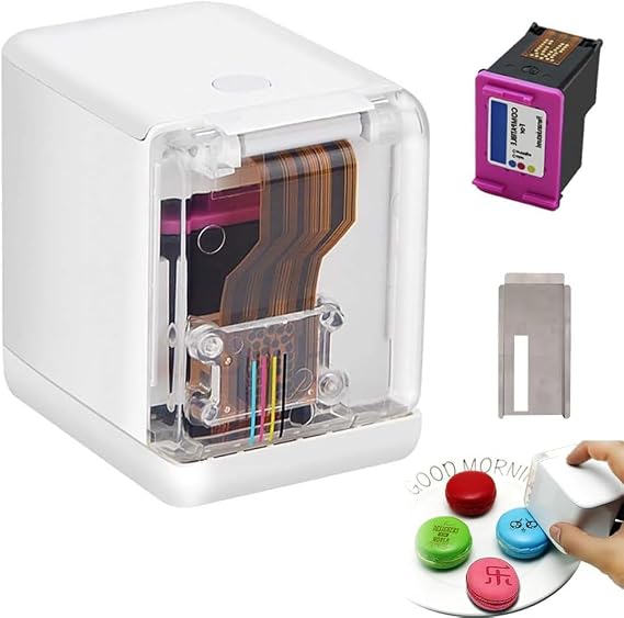 Edible Inkjet Food Printer, Portable Handheld Food Printer with APP Control and Removable Ink, Advanced Thermal Inkjet Technology for Coffee, Bread, Cake, Biscuit Printer + Color Ink Cartridge