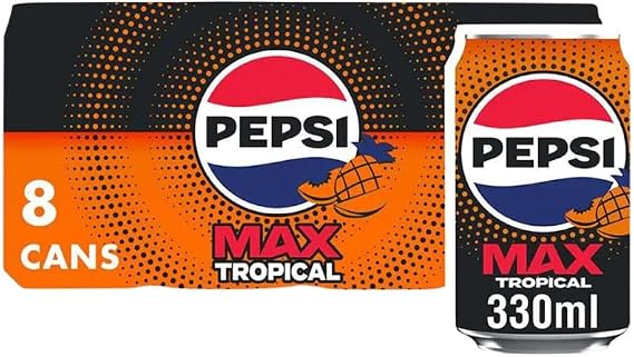 Pepsi Soft Drink | Classic Cola Refreshment for Every Occasion (Pepsi Max Tropical 8 x 330ml)