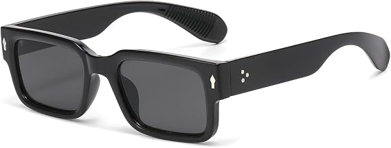 LJCZKA Retro Square Sunglasses for Women Men Fashion Rectangle Chunky Sun Glasses 90s Vintage Square Thick Frame Shades UV400 Protection