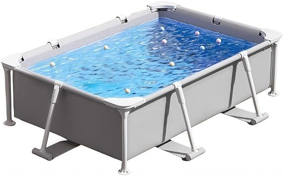Frame Pool Outdoor Foldable Stand Swimming Pool, Ideal for Children, Adults, and Families, Sturdy Design, Foldable, Easy Storage, Drainable, No Air Pump Needed for Yard Use. 2.59m x 1.70m x