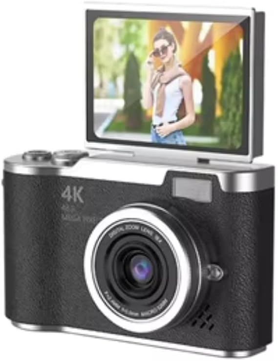 Kompakt 4K Dijital Kamera 48 MP Sensör 8X Zoom Flip Ekran Vlog ve Selfie Uyumlu