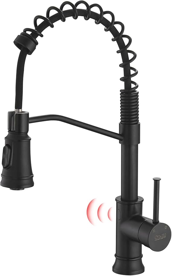GIMILI Matte Black Touchless Kitchen Sink Faucet with Pull Down Sprayer