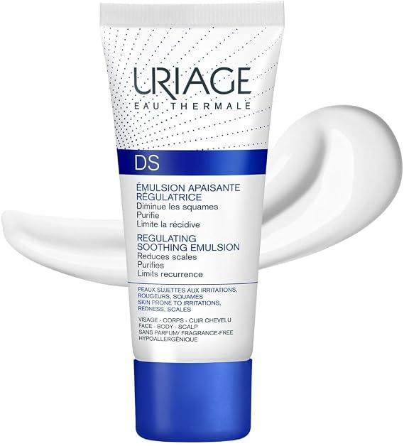 Uriage Ds Regulating Soothing Emulsion with Glycerin and Shea Butter - Reduces Flake, Irritation