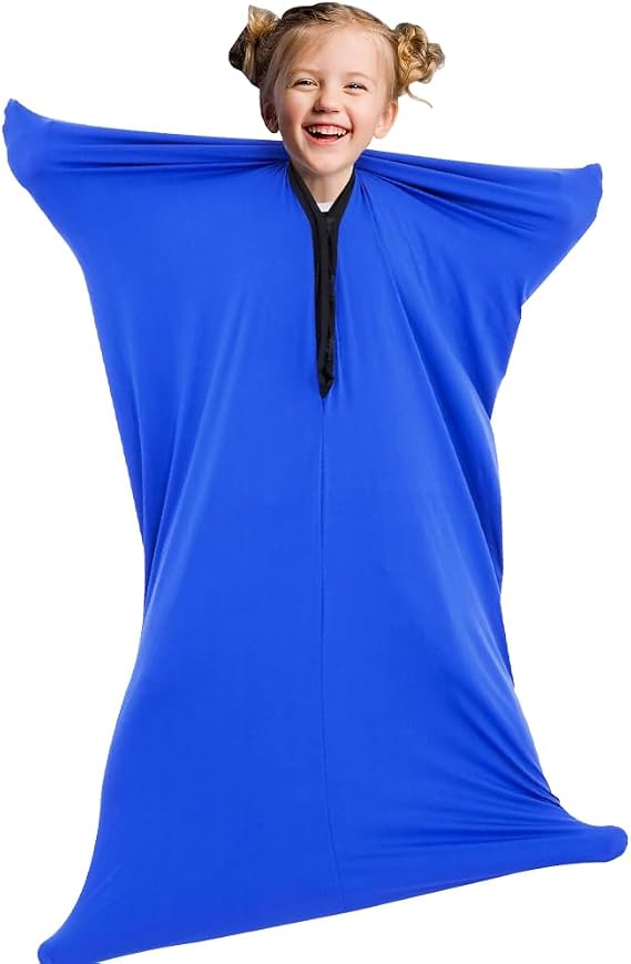 Sensory Body Sock Kids, 47"x27" Full-Body Wrap Stretchy Sensory Sock, Body Sock Sensory Kids to Relieve Stress, Self-Claming Sensory Socks for Children with Autism and Anxiety (Blue)