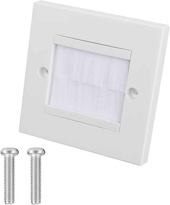 Trunking Brush Socket Single Gang White Cable Brush Wall Plate Faceplate