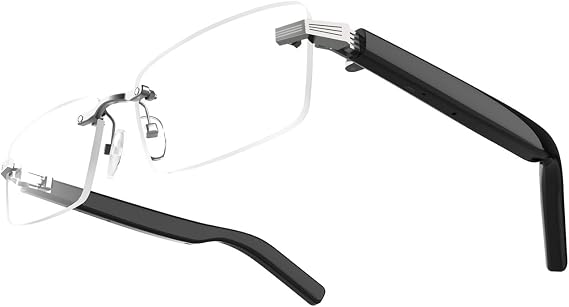 Smart Glasses - Frameless Smart Glasses with Blue Light Filtering, Support for Real-time Translation in 150 Languages, Voice Assistant, Remote Photography, for Men And Women,Black