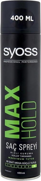 Syoss Max Hold Saç Spreyi, 400 ml, Siyah