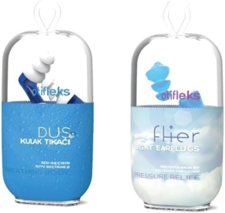 OTİFLEKS Duş Kulak Tıkacı M + Basınç Dengeleyici Uçak Tıkacı M, Çok Renkli, Tek Ebat