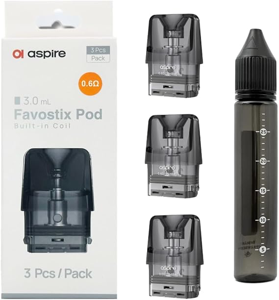 Fabostics Replacement POD Aspire Favostix Pod Cartridge + Empty Bottle Set 0.6Ω