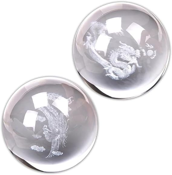 2 Pcs Baoding Balls for Hand Therapy Chinese Health Balls,Exercise Stress Balls Dragon Crystals Balls for Hand Massage,Stress Relief and Exercise Massage Tools and Equipment (1.58inch Dragon Balls)
